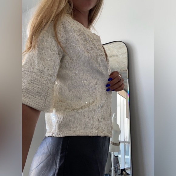 Calypso St Barth White Beaded & Sequin Cropped Jacket. Size Small - Picture 3 of 16
